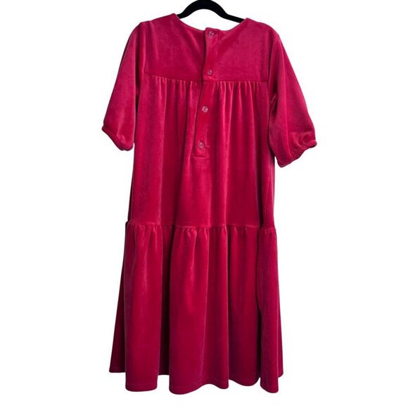 Hanna Andersson Short Sleeve Red Recycled Velour Velvet Twirl Dress Size 12 - Picture 5 of 7